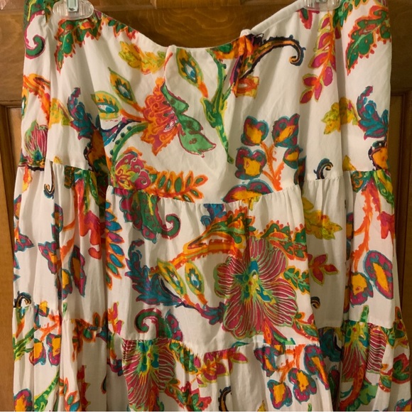 Ralph Lauren Boho Tiered Skirt size 1X Multicolor Elastic Waist A Line - Picture 3 of 6